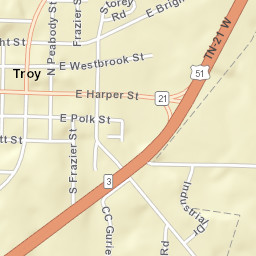 Troy Tennessee Street Map