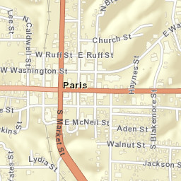 Paris Tennessee Street Map