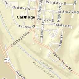 Carthage Tennessee Street Map
