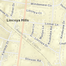 Lincoya Hills Tennessee Street Map