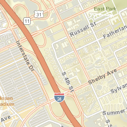 East Nashville Tennessee Street Map