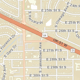 2821 South Gary Place, Tulsa, OK 74114 Street Map