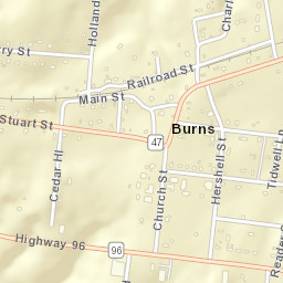 Burns Tennessee Street Map