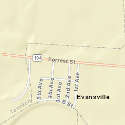Evansville Tennessee Street Map