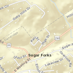 Sugar Forks Tennessee Street Map