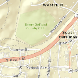 South Harriman Tennessee Street Map