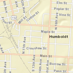 Humboldt Tennessee Street Map
