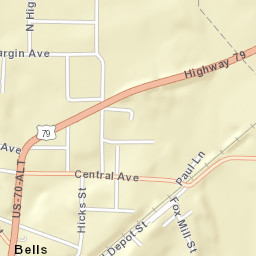 Bells Tennessee Street Map