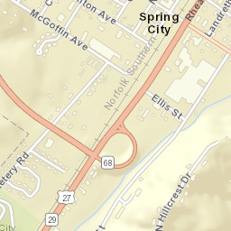 Spring City Tennessee Street Map