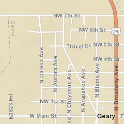 101-129 North Broadway, Geary, OK Street Map