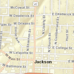 Jackson Tennessee Street Map