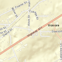Vonore Tennessee Street Map