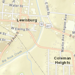 Lewisburg Tennessee Street Map