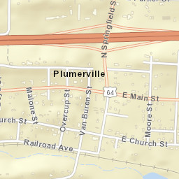 Plumerville Arkansas Street Map
