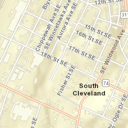 South Cleveland Tennessee Street Map