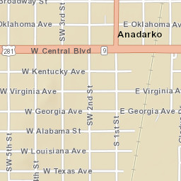 Anadarko Oklahoma300W Georgia Ave Street Map