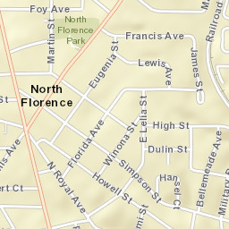 North Florence Alabama Street Map