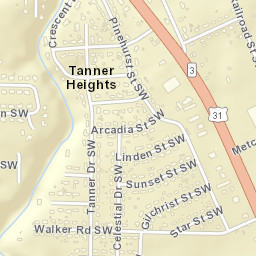 Tanner Heights Alabama Street Map