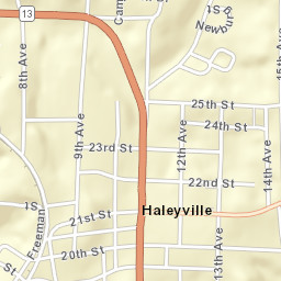 Haleyville Alabama Street Map