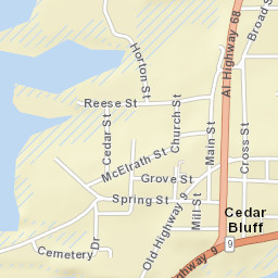 Cedar Bluff Alabama Street Map