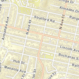 North Highland Park California Street Map
