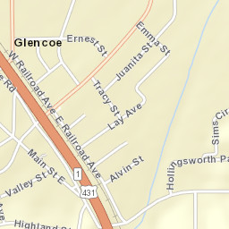 Glencoe Alabama Street Map