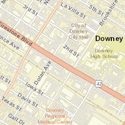 Downey, California Street Map