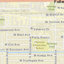 Fullerton, California Street Map
