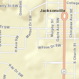 Jacksonville Alabama Street Map