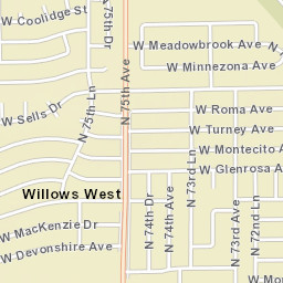 Willows West Arizona Street Map