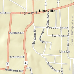 88601-88657 State Route 9 Lineville AL Street Map