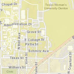 Texas Woman\‘s University Bookstore Street Map