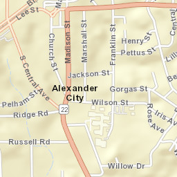 Alexander City Alabama Street Map