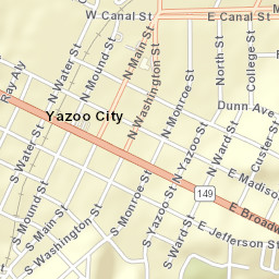 101-199 South Washington Street, Yazoo City Street Map
