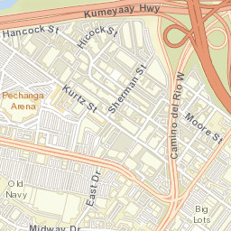 Sports Arena Bl & East Dr, Sports Arena Square Shopping C Street Map