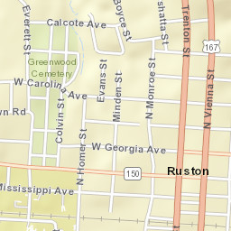101-199 East Park Avenue, Ruston, LA  Street Map