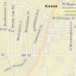 210 W Hillcrest St, Southwestern Adventist University, Keene, Street Map