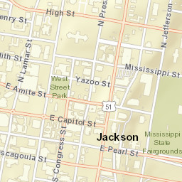Jackson, Mississippi Street Map