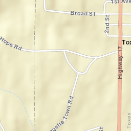 Toxey Alabama Street Map