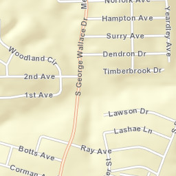 Dozier Estates Alabama Street Map