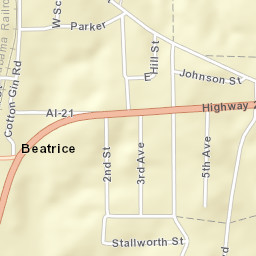 Beatrice Alabama Street Map