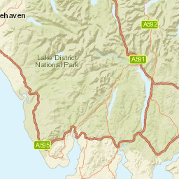 Grange, by Bridge (N-bound), Lake District National Park, Kes Street Map