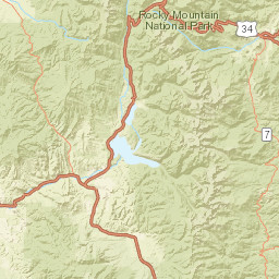 Rocky Mountain National Park Trail Ridge Road Estes Park CO Street Map